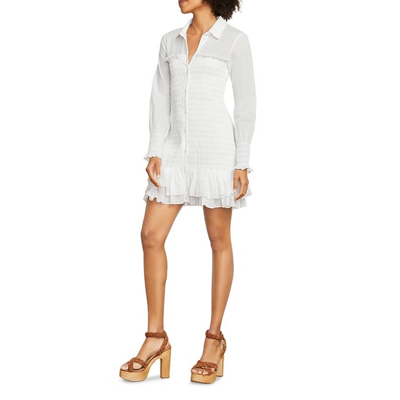 Veronica Beard Kelsey Ruffles Smocked White Dress - Picture 2 of 3